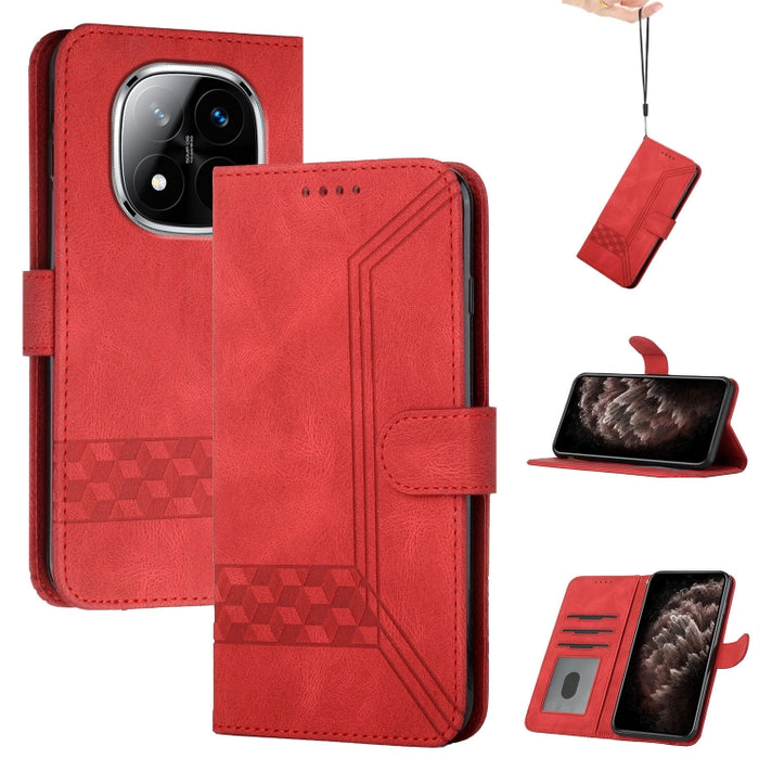 Funda de teléfono de cuero con tapa y sensación de piel cúbica, For Redmi 13 4G, For Redmi Turbo 3 / Poco F6, For Redmi Note 13R Pro / Poco X6 Neo, For Redmi Note 12 Turbo / Poco F5