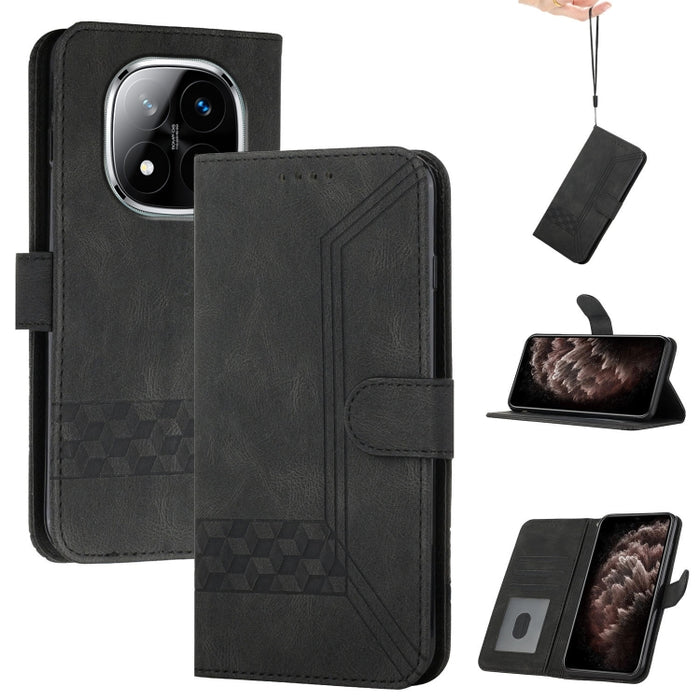 Funda de teléfono de cuero con tapa y sensación de piel cúbica, For Redmi 13 4G, For Redmi Turbo 3 / Poco F6, For Redmi Note 13R Pro / Poco X6 Neo, For Redmi Note 12 Turbo / Poco F5