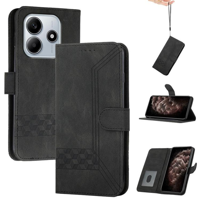 Funda de teléfono de cuero con tapa y sensación de piel cúbica, For Redmi 13 4G, For Redmi Turbo 3 / Poco F6, For Redmi Note 13R Pro / Poco X6 Neo, For Redmi Note 12 Turbo / Poco F5