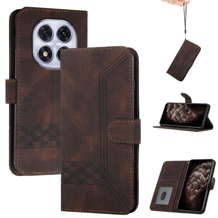 Funda de teléfono de cuero con tapa y sensación de piel cúbica, For Redmi 13 4G, For Redmi Turbo 3 / Poco F6, For Redmi Note 13R Pro / Poco X6 Neo, For Redmi Note 12 Turbo / Poco F5