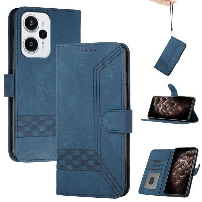 Funda de teléfono de cuero con tapa y sensación de piel cúbica, For Redmi 13 4G, For Redmi Turbo 3 / Poco F6, For Redmi Note 13R Pro / Poco X6 Neo, For Redmi Note 12 Turbo / Poco F5