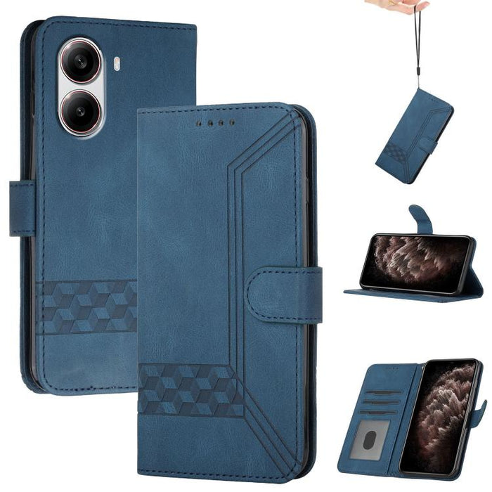 Funda de teléfono de cuero con tapa y sensación de piel cúbica, For Redmi 13 4G, For Redmi Turbo 3 / Poco F6, For Redmi Note 13R Pro / Poco X6 Neo, For Redmi Note 12 Turbo / Poco F5