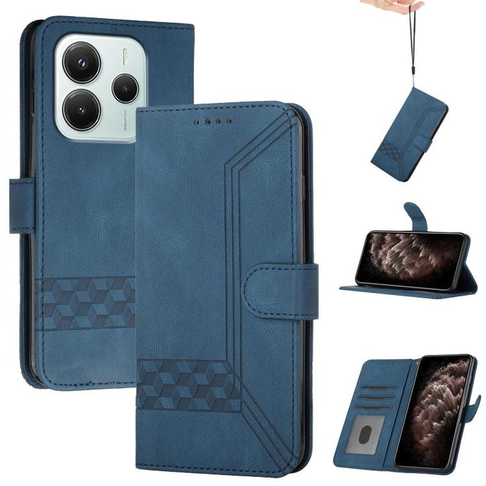 Funda de teléfono de cuero con tapa y sensación de piel cúbica, For Redmi 13 4G, For Redmi Turbo 3 / Poco F6, For Redmi Note 13R Pro / Poco X6 Neo, For Redmi Note 12 Turbo / Poco F5