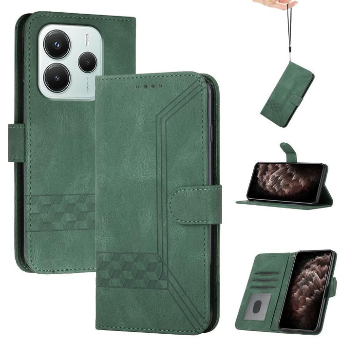 Funda de teléfono de cuero con tapa y sensación de piel cúbica, For Redmi 13 4G, For Redmi Turbo 3 / Poco F6, For Redmi Note 13R Pro / Poco X6 Neo, For Redmi Note 12 Turbo / Poco F5