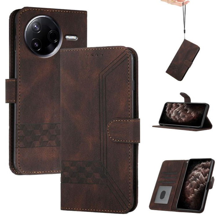 Funda de teléfono de cuero con tapa y sensación de piel cúbica, For Redmi A7 Pro 171mm / Poco C85x 5G, For Redmi Turbo 5 Max / Poco X8 Pro Max, For Redmi Turbo 5 5G / Poco X8 Pro 5G, For Redmi Note 15 4G / 5G 164mm / Poco M8 5G                         ...