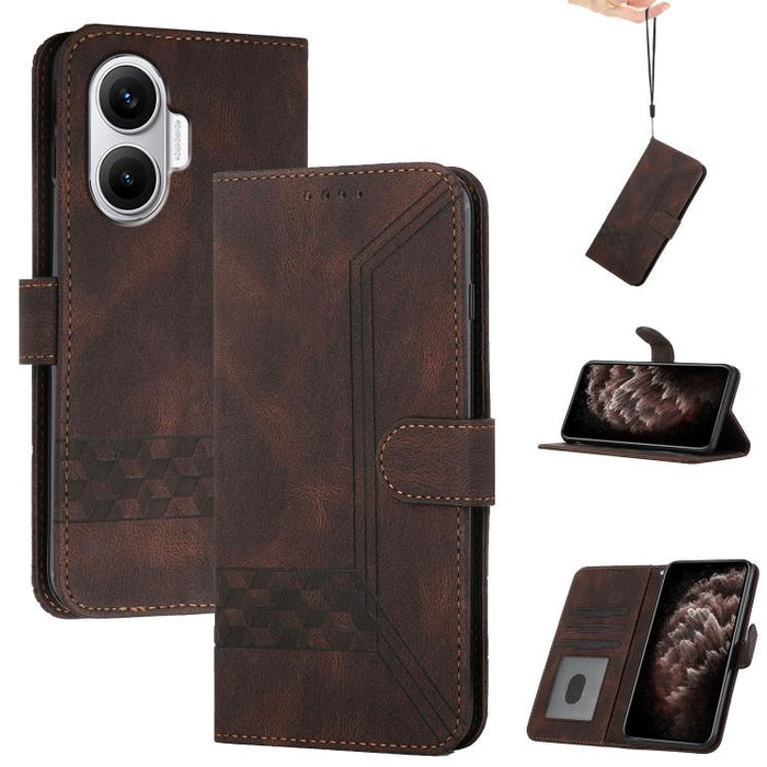 Funda de teléfono de cuero con tapa y sensación de piel cúbica, For Redmi A7 Pro 171mm / Poco C85x 5G, For Redmi Turbo 5 Max / Poco X8 Pro Max, For Redmi Turbo 5 5G / Poco X8 Pro 5G, For Redmi Note 15 4G / 5G 164mm / Poco M8 5G                         ...