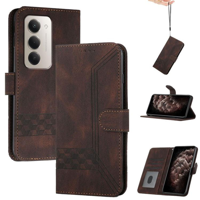 Funda de teléfono de cuero con tapa y sensación de piel cúbica, For Redmi A7 Pro 171mm / Poco C85x 5G, For Redmi Turbo 5 Max / Poco X8 Pro Max, For Redmi Turbo 5 5G / Poco X8 Pro 5G, For Redmi Note 15 4G / 5G 164mm / Poco M8 5G                         ...