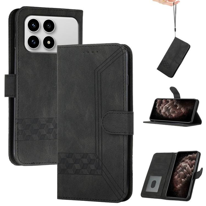 Funda de teléfono de cuero con tapa y sensación de piel cúbica, For Redmi A7 Pro 171mm / Poco C85x 5G, For Redmi Turbo 5 Max / Poco X8 Pro Max, For Redmi Turbo 5 5G / Poco X8 Pro 5G, For Redmi Note 15 4G / 5G 164mm / Poco M8 5G                         ...