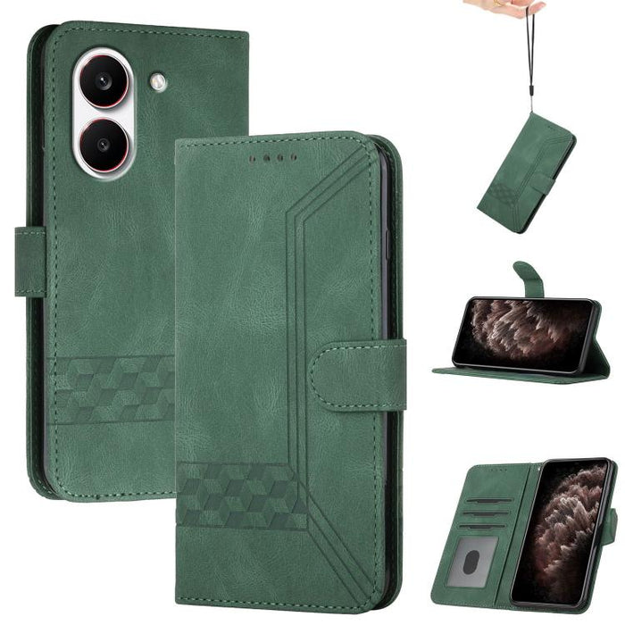 Funda de teléfono de cuero con tapa y sensación de piel cúbica, For Redmi A7 Pro 171mm / Poco C85x 5G, For Redmi Turbo 5 Max / Poco X8 Pro Max, For Redmi Turbo 5 5G / Poco X8 Pro 5G, For Redmi Note 15 4G / 5G 164mm / Poco M8 5G                         ...