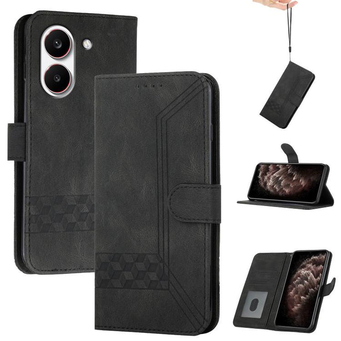 Funda de teléfono de cuero con tapa y sensación de piel cúbica, For Redmi A7 Pro 171mm / Poco C85x 5G, For Redmi Turbo 5 Max / Poco X8 Pro Max, For Redmi Turbo 5 5G / Poco X8 Pro 5G, For Redmi Note 15 4G / 5G 164mm / Poco M8 5G                         ...
