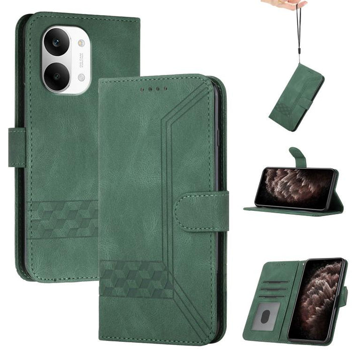 Funda de teléfono de cuero con tapa y sensación de piel cúbica, For Redmi A7 Pro 171mm / Poco C85x 5G, For Redmi Turbo 5 Max / Poco X8 Pro Max, For Redmi Turbo 5 5G / Poco X8 Pro 5G, For Redmi Note 15 4G / 5G 164mm / Poco M8 5G                         ...