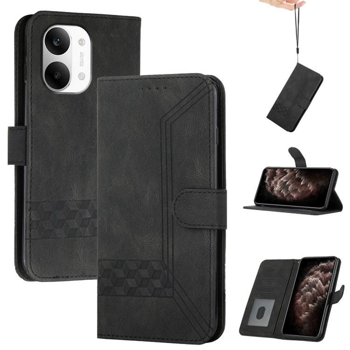 Funda de teléfono de cuero con tapa y sensación de piel cúbica, For Redmi A7 Pro 171mm / Poco C85x 5G, For Redmi Turbo 5 Max / Poco X8 Pro Max, For Redmi Turbo 5 5G / Poco X8 Pro 5G, For Redmi Note 15 4G / 5G 164mm / Poco M8 5G                         ...