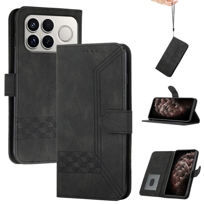 Funda de teléfono de cuero con tapa y sensación de piel cúbica, For Redmi A7 Pro 171mm / Poco C85x 5G, For Redmi Turbo 5 Max / Poco X8 Pro Max, For Redmi Turbo 5 5G / Poco X8 Pro 5G, For Redmi Note 15 4G / 5G 164mm / Poco M8 5G                         ...