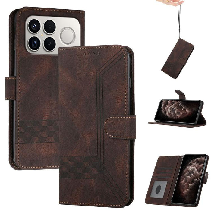 Funda de teléfono de cuero con tapa y sensación de piel cúbica, For Redmi A7 Pro 171mm / Poco C85x 5G, For Redmi Turbo 5 Max / Poco X8 Pro Max, For Redmi Turbo 5 5G / Poco X8 Pro 5G, For Redmi Note 15 4G / 5G 164mm / Poco M8 5G                         ...
