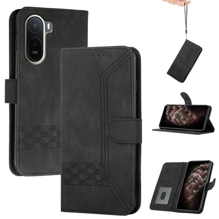 Funda de teléfono de cuero con tapa y sensación de piel cúbica, For Redmi A7 Pro 171mm / Poco C85x 5G, For Redmi Turbo 5 Max / Poco X8 Pro Max, For Redmi Turbo 5 5G / Poco X8 Pro 5G, For Redmi Note 15 4G / 5G 164mm / Poco M8 5G                         ...