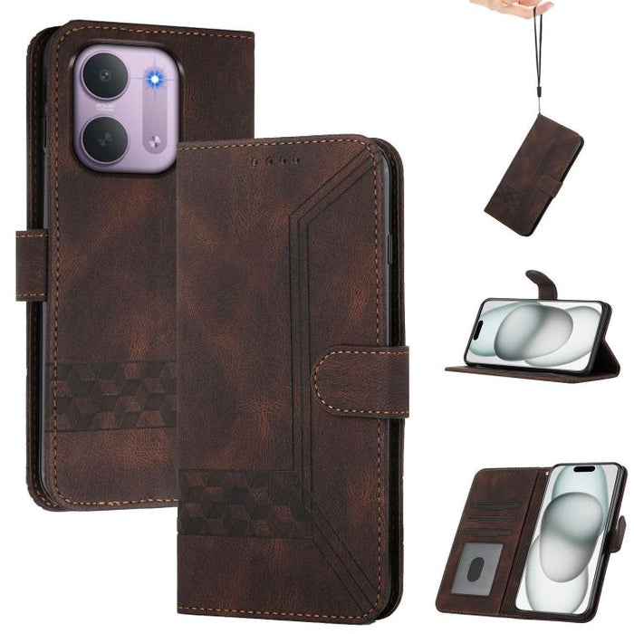 Funda de teléfono de cuero con tapa y sensación de piel cúbica, For Redmi A7 Pro 171mm / Poco C85x 5G, For Redmi Turbo 5 Max / Poco X8 Pro Max, For Redmi Turbo 5 5G / Poco X8 Pro 5G, For Redmi Note 15 4G / 5G 164mm / Poco M8 5G                         ...