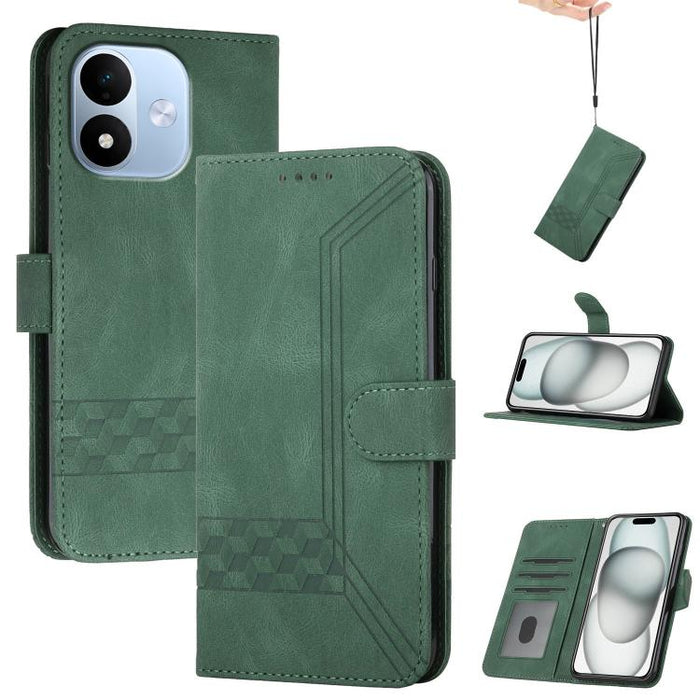 Funda de teléfono de cuero con tapa y sensación de piel cúbica, For Redmi A7 Pro 171mm / Poco C85x 5G, For Redmi Turbo 5 Max / Poco X8 Pro Max, For Redmi Turbo 5 5G / Poco X8 Pro 5G, For Redmi Note 15 4G / 5G 164mm / Poco M8 5G                         ...