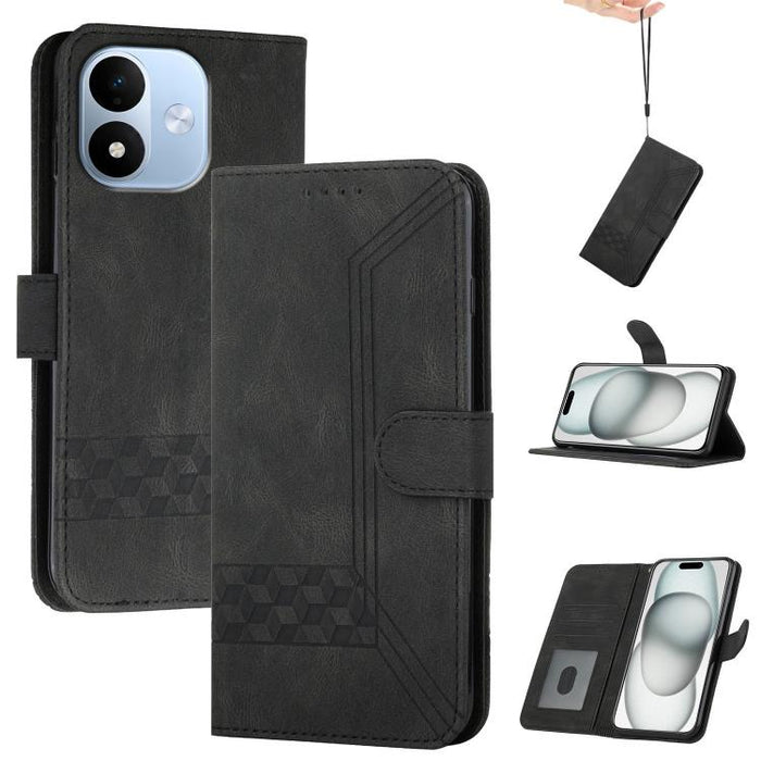 Funda de teléfono de cuero con tapa y sensación de piel cúbica, For Redmi A7 Pro 171mm / Poco C85x 5G, For Redmi Turbo 5 Max / Poco X8 Pro Max, For Redmi Turbo 5 5G / Poco X8 Pro 5G, For Redmi Note 15 4G / 5G 164mm / Poco M8 5G                         ...