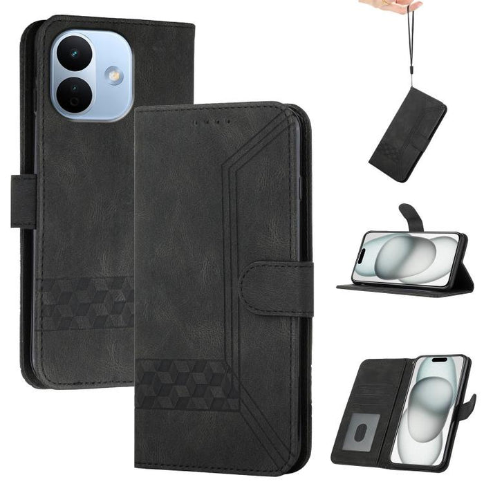 Funda de teléfono de cuero con tapa y sensación de piel cúbica, For Redmi A7 Pro 171mm / Poco C85x 5G, For Redmi Turbo 5 Max / Poco X8 Pro Max, For Redmi Turbo 5 5G / Poco X8 Pro 5G, For Redmi Note 15 4G / 5G 164mm / Poco M8 5G                         ...