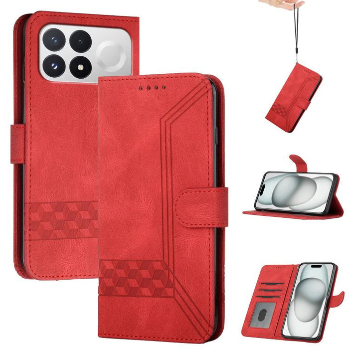 Funda de teléfono de cuero con tapa y sensación de piel cúbica, For Redmi A7 Pro 171mm / Poco C85x 5G, For Redmi Turbo 5 Max / Poco X8 Pro Max, For Redmi Turbo 5 5G / Poco X8 Pro 5G, For Redmi Note 15 4G / 5G 164mm / Poco M8 5G                         ...