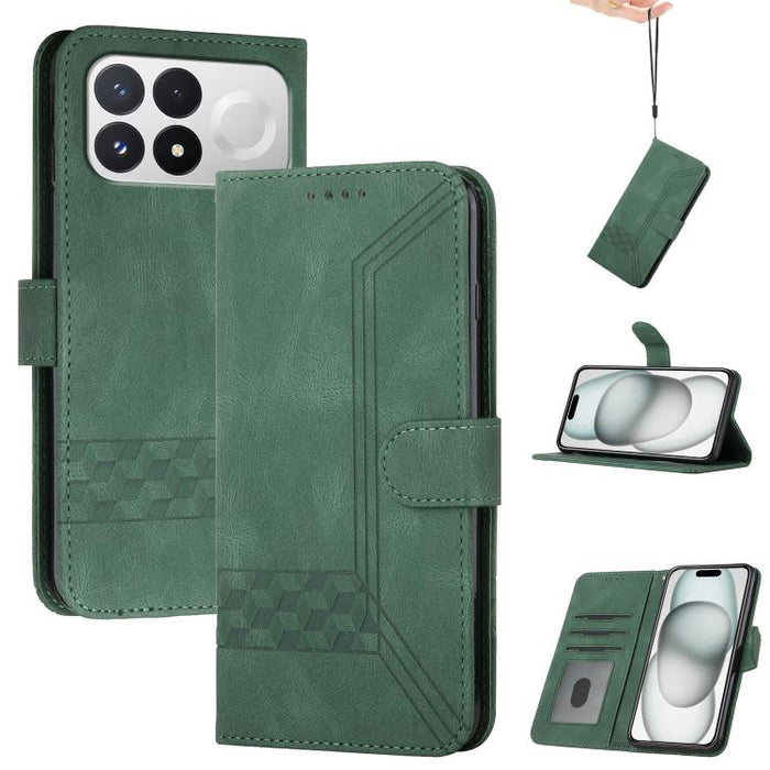 Funda de teléfono de cuero con tapa y sensación de piel cúbica, For Redmi A7 Pro 171mm / Poco C85x 5G, For Redmi Turbo 5 Max / Poco X8 Pro Max, For Redmi Turbo 5 5G / Poco X8 Pro 5G, For Redmi Note 15 4G / 5G 164mm / Poco M8 5G                         ...