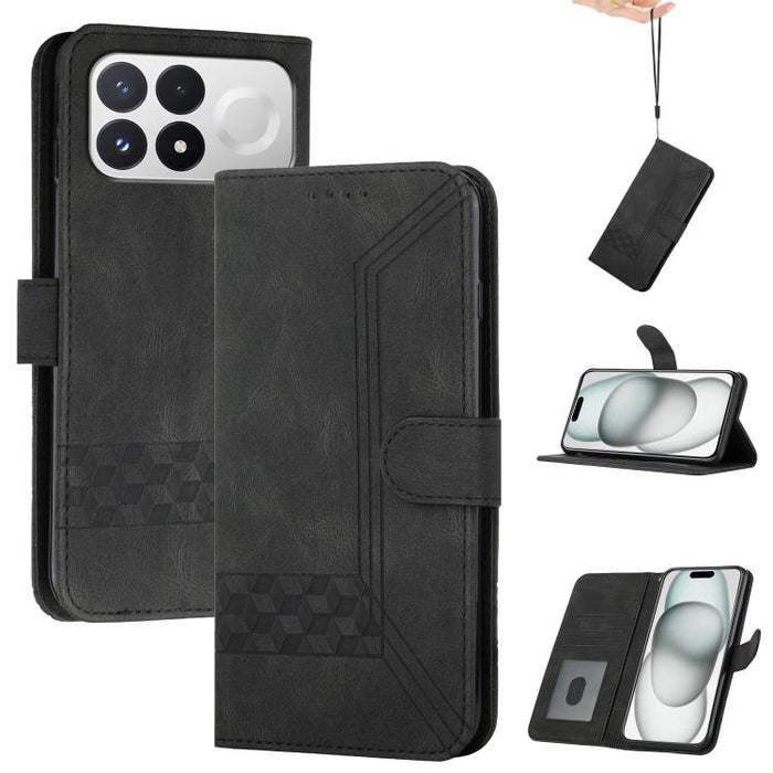 Funda de teléfono de cuero con tapa y sensación de piel cúbica, For Redmi A7 Pro 171mm / Poco C85x 5G, For Redmi Turbo 5 Max / Poco X8 Pro Max, For Redmi Turbo 5 5G / Poco X8 Pro 5G, For Redmi Note 15 4G / 5G 164mm / Poco M8 5G                         ...