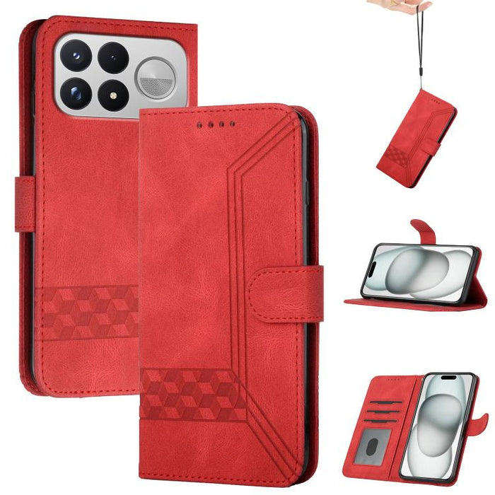 Funda de teléfono de cuero con tapa y sensación de piel cúbica, For Redmi A7 Pro 171mm / Poco C85x 5G, For Redmi Turbo 5 Max / Poco X8 Pro Max, For Redmi Turbo 5 5G / Poco X8 Pro 5G, For Redmi Note 15 4G / 5G 164mm / Poco M8 5G                         ...