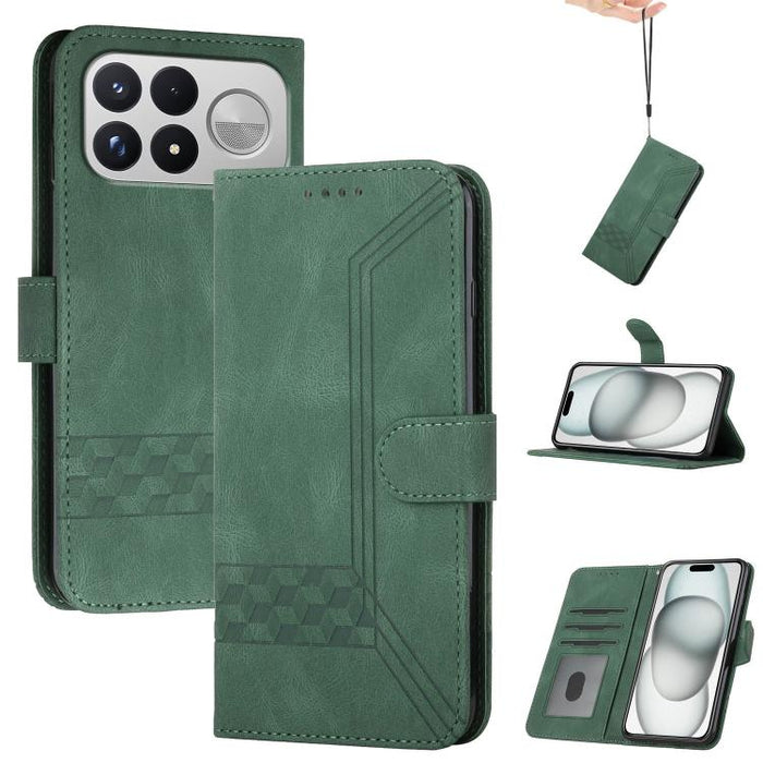 Funda de teléfono de cuero con tapa y sensación de piel cúbica, For Redmi A7 Pro 171mm / Poco C85x 5G, For Redmi Turbo 5 Max / Poco X8 Pro Max, For Redmi Turbo 5 5G / Poco X8 Pro 5G, For Redmi Note 15 4G / 5G 164mm / Poco M8 5G                         ...