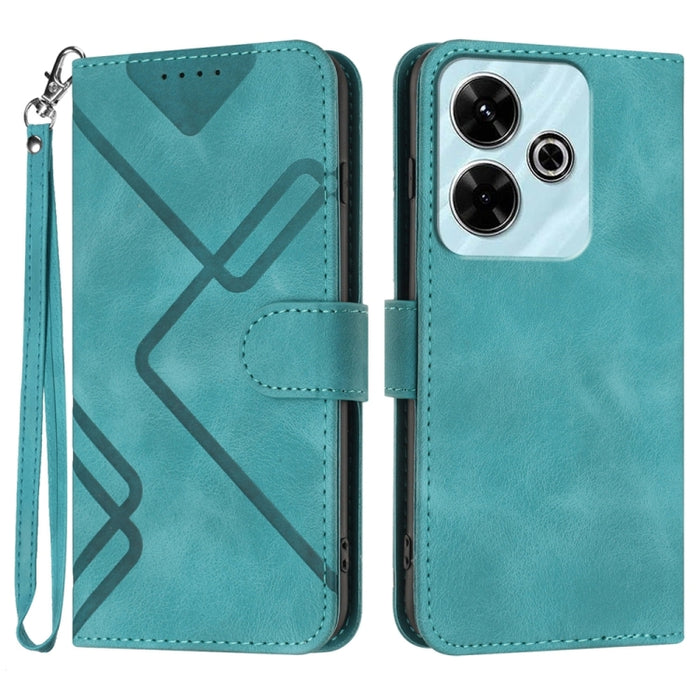 Funda de teléfono de cuero con sensación de piel y patrón de líneas, For Redmi Note 14 5G, For Redmi Note 14 Pro+ 5G, For Redmi Note 14 Pro 5G, For Redmi 13 4G, For Redmi Turbo 3 / Poco F6, For Redmi Note 13R Pro / Poco X6 Neo                          ...