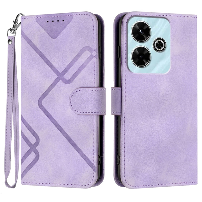 Funda de teléfono de cuero con sensación de piel y patrón de líneas, For Redmi Note 14 5G, For Redmi Note 14 Pro+ 5G, For Redmi Note 14 Pro 5G, For Redmi 13 4G, For Redmi Turbo 3 / Poco F6, For Redmi Note 13R Pro / Poco X6 Neo                          ...