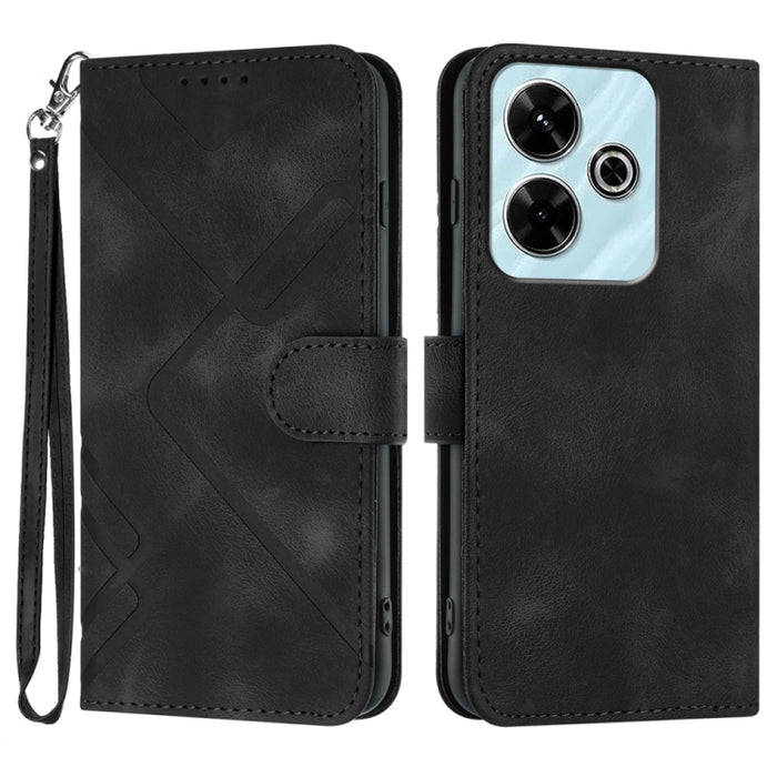 Funda de teléfono de cuero con sensación de piel y patrón de líneas, For Redmi Note 14 5G, For Redmi Note 14 Pro+ 5G, For Redmi Note 14 Pro 5G, For Redmi 13 4G, For Redmi Turbo 3 / Poco F6, For Redmi Note 13R Pro / Poco X6 Neo                          ...