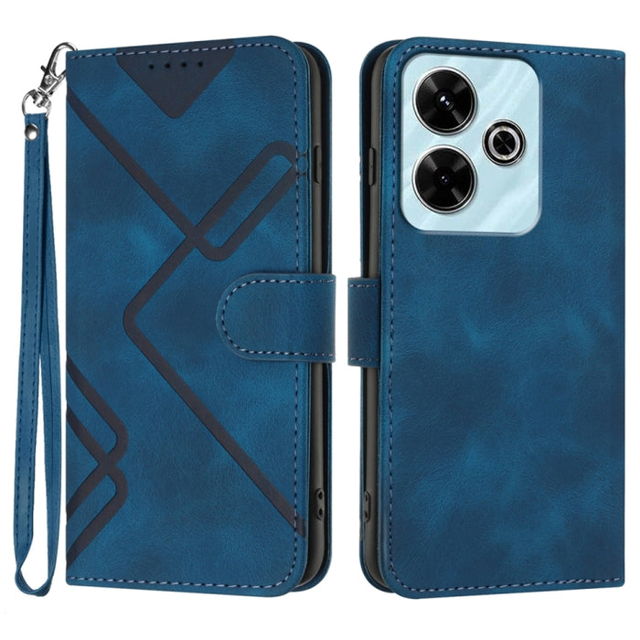 Funda de teléfono de cuero con sensación de piel y patrón de líneas, For Redmi Note 14 5G, For Redmi Note 14 Pro+ 5G, For Redmi Note 14 Pro 5G, For Redmi 13 4G, For Redmi Turbo 3 / Poco F6, For Redmi Note 13R Pro / Poco X6 Neo                          ...