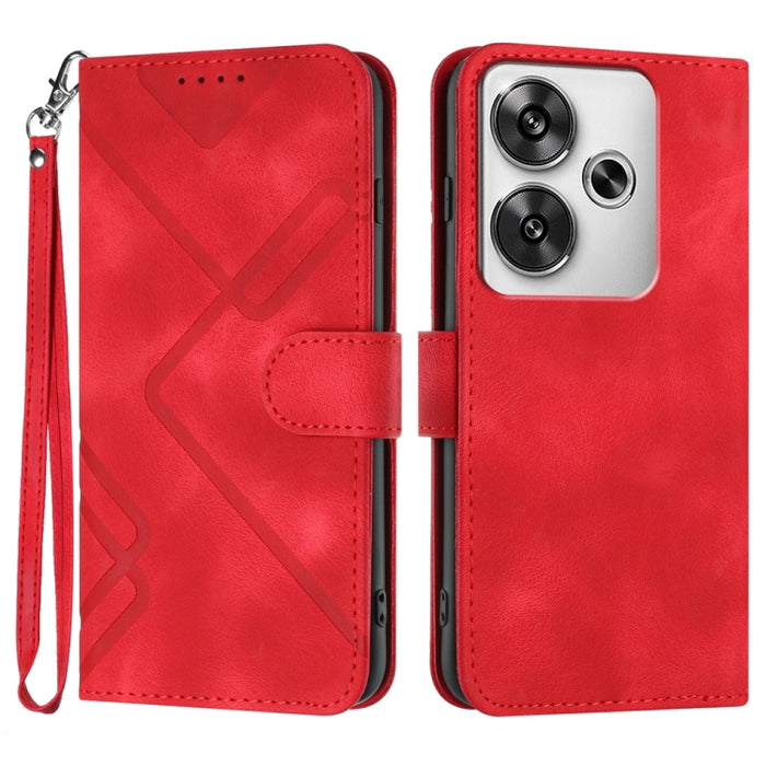 Funda de teléfono de cuero con sensación de piel y patrón de líneas, For Redmi Note 14 5G, For Redmi Note 14 Pro+ 5G, For Redmi Note 14 Pro 5G, For Redmi 13 4G, For Redmi Turbo 3 / Poco F6, For Redmi Note 13R Pro / Poco X6 Neo                          ...