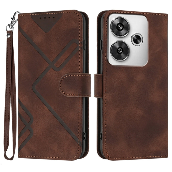 Funda de teléfono de cuero con sensación de piel y patrón de líneas, For Redmi Note 14 5G, For Redmi Note 14 Pro+ 5G, For Redmi Note 14 Pro 5G, For Redmi 13 4G, For Redmi Turbo 3 / Poco F6, For Redmi Note 13R Pro / Poco X6 Neo                          ...