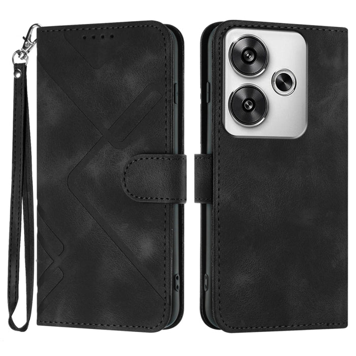 Funda de teléfono de cuero con sensación de piel y patrón de líneas, For Redmi Note 14 5G, For Redmi Note 14 Pro+ 5G, For Redmi Note 14 Pro 5G, For Redmi 13 4G, For Redmi Turbo 3 / Poco F6, For Redmi Note 13R Pro / Poco X6 Neo                          ...