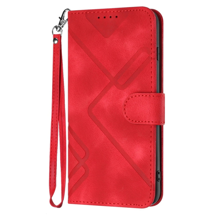Funda de teléfono de cuero con sensación de piel y patrón de líneas, For Redmi Note 14 5G, For Redmi Note 14 Pro+ 5G, For Redmi Note 14 Pro 5G, For Redmi 13 4G, For Redmi Turbo 3 / Poco F6, For Redmi Note 13R Pro / Poco X6 Neo                          ...