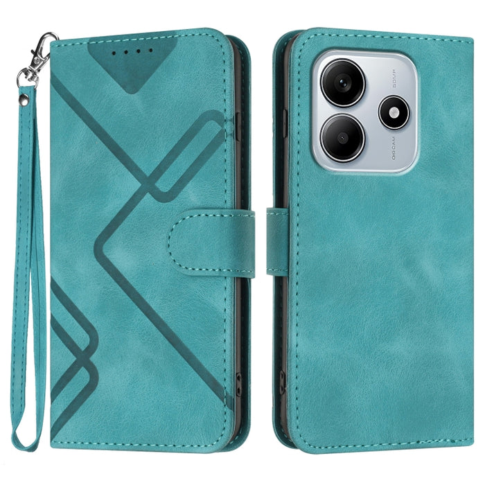Funda de teléfono de cuero con sensación de piel y patrón de líneas, For Redmi Note 14 5G, For Redmi Note 14 Pro+ 5G, For Redmi Note 14 Pro 5G, For Redmi 13 4G, For Redmi Turbo 3 / Poco F6, For Redmi Note 13R Pro / Poco X6 Neo                          ...
