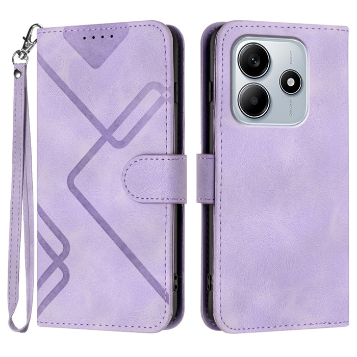 Funda de teléfono de cuero con sensación de piel y patrón de líneas, For Redmi Note 14 5G, For Redmi Note 14 Pro+ 5G, For Redmi Note 14 Pro 5G, For Redmi 13 4G, For Redmi Turbo 3 / Poco F6, For Redmi Note 13R Pro / Poco X6 Neo                          ...