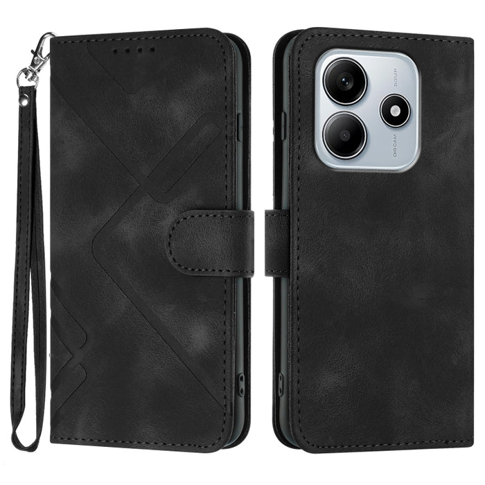Funda de teléfono de cuero con sensación de piel y patrón de líneas, For Redmi Note 14 5G, For Redmi Note 14 Pro+ 5G, For Redmi Note 14 Pro 5G, For Redmi 13 4G, For Redmi Turbo 3 / Poco F6, For Redmi Note 13R Pro / Poco X6 Neo                          ...