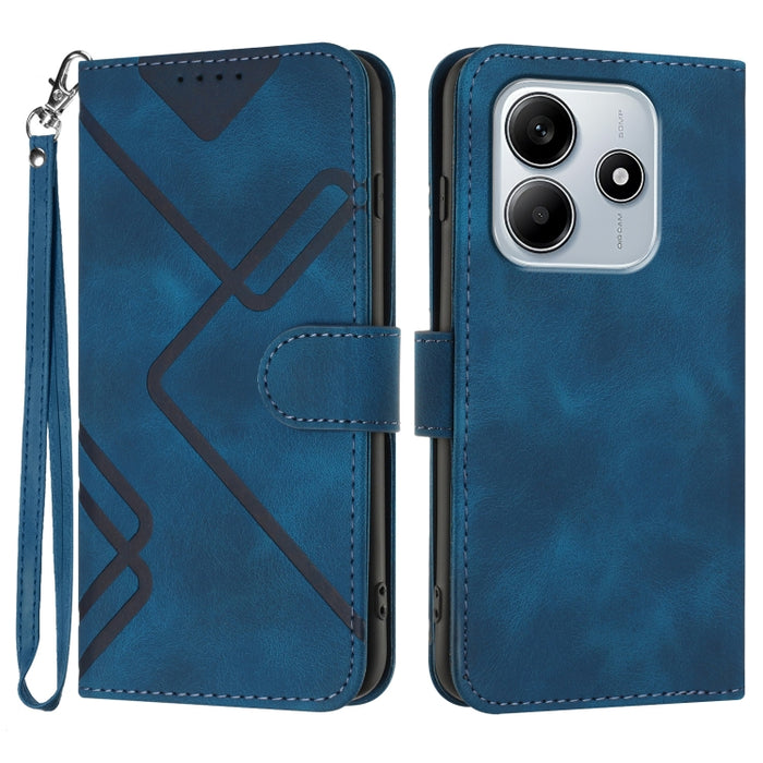 Funda de teléfono de cuero con sensación de piel y patrón de líneas, For Redmi Note 14 5G, For Redmi Note 14 Pro+ 5G, For Redmi Note 14 Pro 5G, For Redmi 13 4G, For Redmi Turbo 3 / Poco F6, For Redmi Note 13R Pro / Poco X6 Neo                          ...