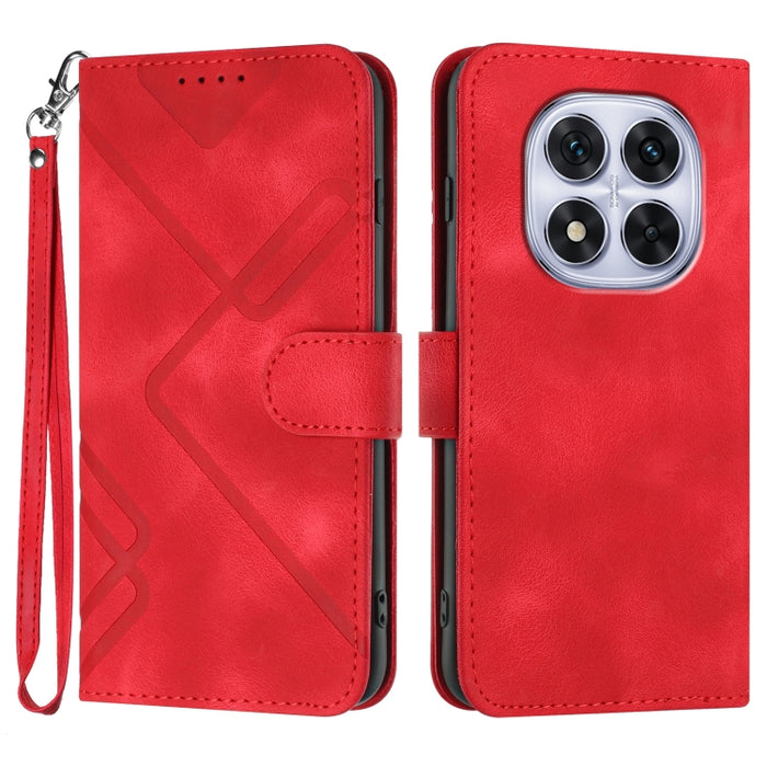 Funda de teléfono de cuero con sensación de piel y patrón de líneas, For Redmi Note 14 5G, For Redmi Note 14 Pro+ 5G, For Redmi Note 14 Pro 5G, For Redmi 13 4G, For Redmi Turbo 3 / Poco F6, For Redmi Note 13R Pro / Poco X6 Neo                          ...