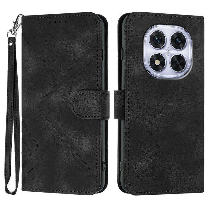Funda de teléfono de cuero con sensación de piel y patrón de líneas, For Redmi Note 14 5G, For Redmi Note 14 Pro+ 5G, For Redmi Note 14 Pro 5G, For Redmi 13 4G, For Redmi Turbo 3 / Poco F6, For Redmi Note 13R Pro / Poco X6 Neo                          ...