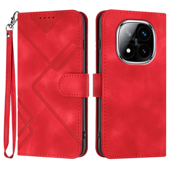 Funda de teléfono de cuero con sensación de piel y patrón de líneas, For Redmi Note 14 5G, For Redmi Note 14 Pro+ 5G, For Redmi Note 14 Pro 5G, For Redmi 13 4G, For Redmi Turbo 3 / Poco F6, For Redmi Note 13R Pro / Poco X6 Neo                          ...