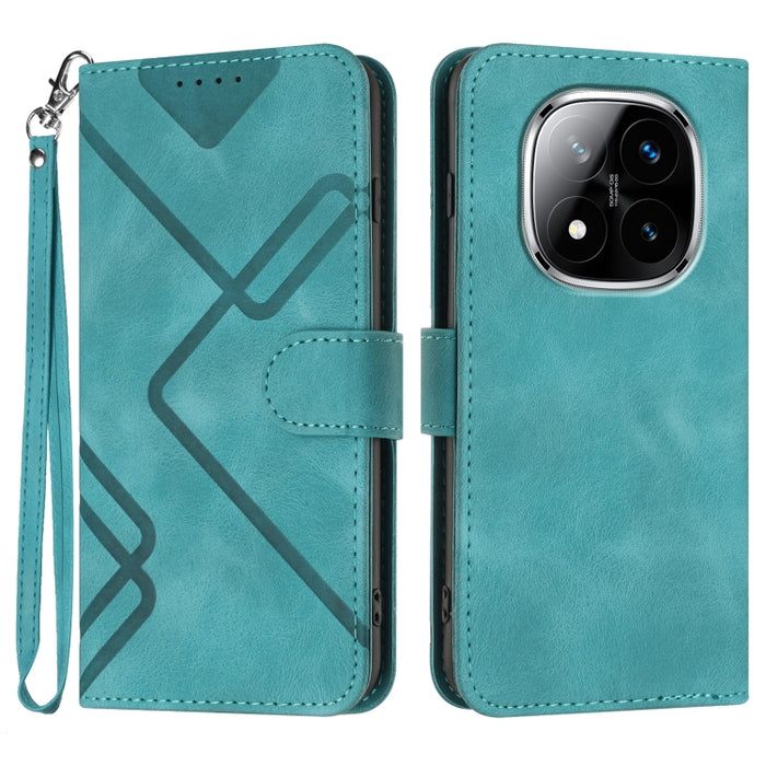 Funda de teléfono de cuero con sensación de piel y patrón de líneas, For Redmi Note 14 5G, For Redmi Note 14 Pro+ 5G, For Redmi Note 14 Pro 5G, For Redmi 13 4G, For Redmi Turbo 3 / Poco F6, For Redmi Note 13R Pro / Poco X6 Neo                          ...