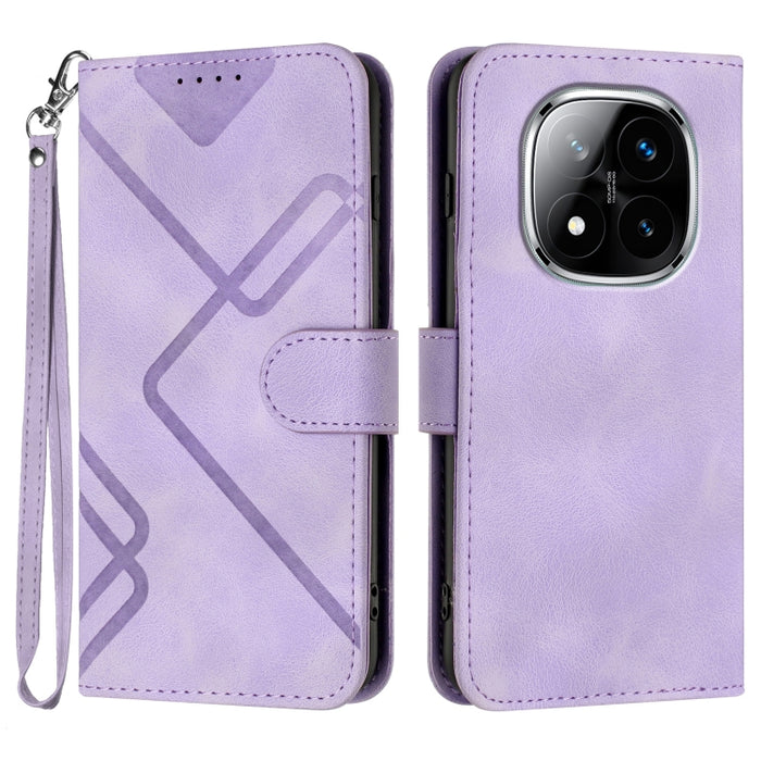 Funda de teléfono de cuero con sensación de piel y patrón de líneas, For Redmi Note 14 5G, For Redmi Note 14 Pro+ 5G, For Redmi Note 14 Pro 5G, For Redmi 13 4G, For Redmi Turbo 3 / Poco F6, For Redmi Note 13R Pro / Poco X6 Neo                          ...