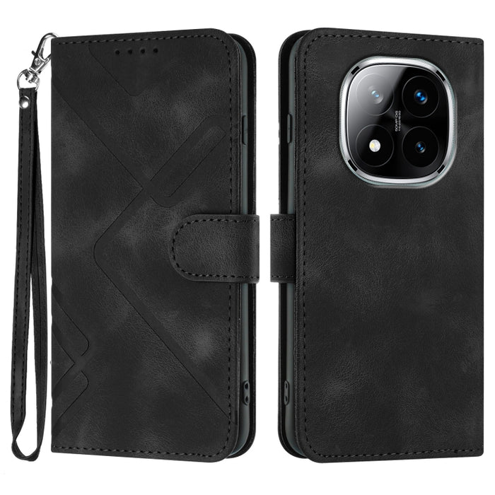 Funda de teléfono de cuero con sensación de piel y patrón de líneas, For Redmi Note 14 5G, For Redmi Note 14 Pro+ 5G, For Redmi Note 14 Pro 5G, For Redmi 13 4G, For Redmi Turbo 3 / Poco F6, For Redmi Note 13R Pro / Poco X6 Neo                          ...