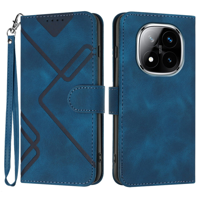 Funda de teléfono de cuero con sensación de piel y patrón de líneas, For Redmi Note 14 5G, For Redmi Note 14 Pro+ 5G, For Redmi Note 14 Pro 5G, For Redmi 13 4G, For Redmi Turbo 3 / Poco F6, For Redmi Note 13R Pro / Poco X6 Neo                          ...