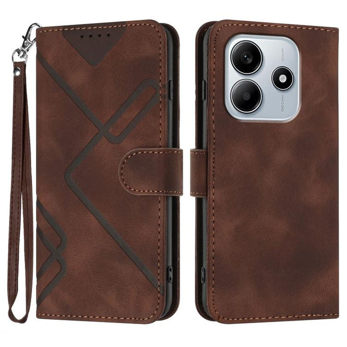 Funda de teléfono de cuero con sensación de piel y patrón de líneas, For Redmi A7 Pro 171mm / Poco C85x 5G, For Redmi Turbo 5 Max / Poco X8 Pro Max, For Redmi Turbo 5 5G / Poco X8 Pro 5G, For Redmi Note 15 4G / 5G 164mm / Poco M8 5G                    ...