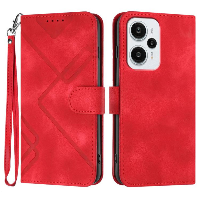 Funda de teléfono de cuero con sensación de piel y patrón de líneas, For Redmi Note 14 5G, For Redmi Note 14 Pro+ 5G, For Redmi Note 14 Pro 5G, For Redmi 13 4G, For Redmi Turbo 3 / Poco F6, For Redmi Note 13R Pro / Poco X6 Neo                          ...