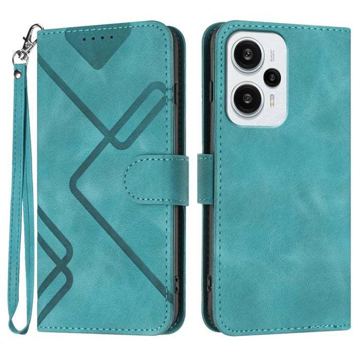 Funda de teléfono de cuero con sensación de piel y patrón de líneas, For Redmi Note 14 5G, For Redmi Note 14 Pro+ 5G, For Redmi Note 14 Pro 5G, For Redmi 13 4G, For Redmi Turbo 3 / Poco F6, For Redmi Note 13R Pro / Poco X6 Neo                          ...